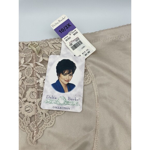 Vtg Delta Burke Panties Sz 10 3X Satin High Cut Panty Silky Second Skin Nude - Picture 2 of 8